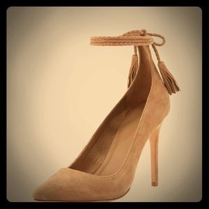 Joie Angelynn Suede Ankle-Wrap Pump, Gesso